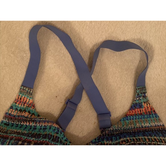 Victoria's Secret Victoria Sport Sports Bra Blue Stripe Racerback 34D Athletic - Picture 3 of 7